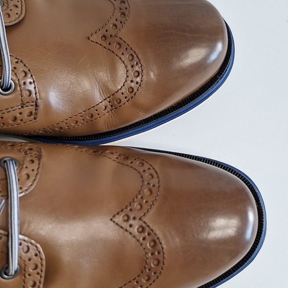 Cole Haan Safari Leather True Blue Ivory Original Grand Lux Wingtip Oxford Sz 8 - Picture 14 of 16